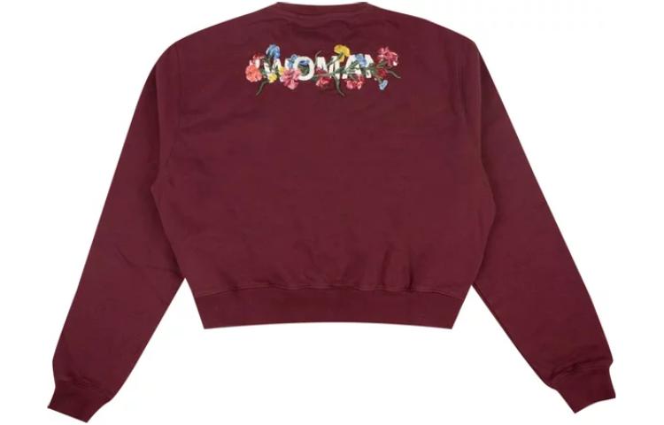 Lookbook (W) OFF-WHITE Baju Sweatshirt Cetakan Bunga Maroon. OWBA026E18003041-2488