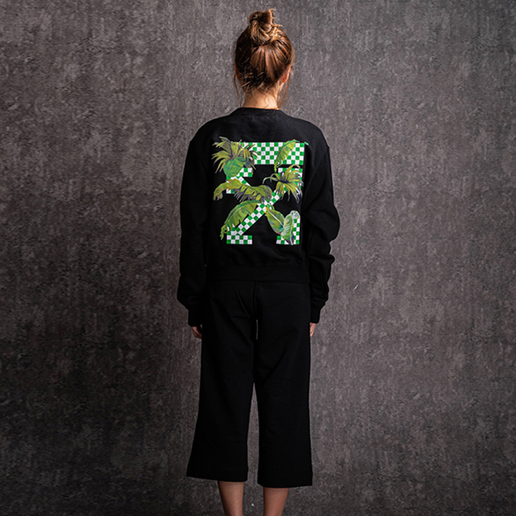 Details for (W) オフホワイト FW19 ブラック アロー ロゴ プルオーバー スウェットシャツ OWBA026F19F300531040