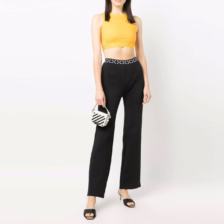 Lookbook (W) 오프 화이트 FW21 볼드 릴랙스핏 캐주얼 팬츠 블랙. OWHG006F21KNI0011001