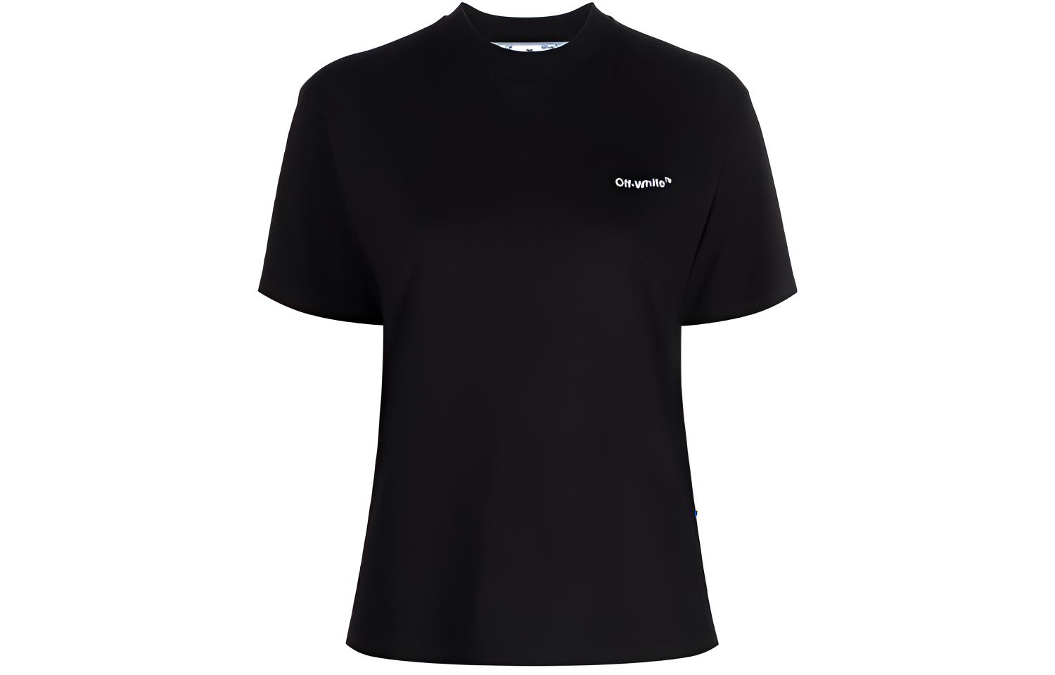 (Women) OFF-WHITE FW21 Logo  Black Short Sleeve T-Shirt. OWAA049C99JER0011001