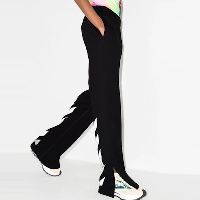 (Women) OFF-WHITE FW21 Loose Fit Wide-Leg Logo Sweatpants Black OWCH011C99JER0011001 Purchase (Women) OFF-WHITE FW21 Loose Fit Wide-Leg Logo Sweatpants Black OWCH011C99JER0011001