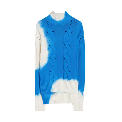(Women) OFF-WHITE FW21 Tie-Dye Chunky Cable Knit Turtleneck Sweater Women’s. OWHF021F21KNI0024501