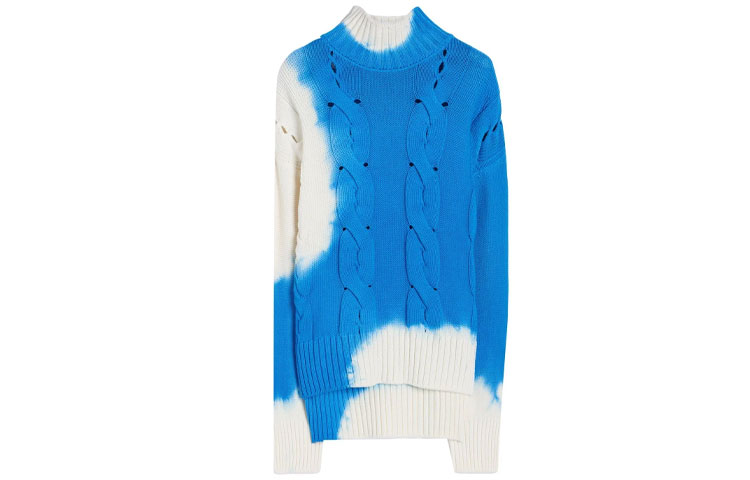 Order (W) 오프 화이트 FW21 타이 다이 청키 케이블 니트 터틀넥 스웨터 여성용. OWHF021F21KNI0024501