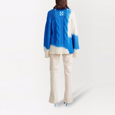 (W) 오프 화이트 FW21 타이 다이 청키 케이블 니트 터틀넥 스웨터 여성용. OWHF021F21KNI0024501 Shop (W) 오프 화이트 FW21 타이 다이 청키 케이블 니트 터틀넥 스웨터 여성용. OWHF021F21KNI0024501