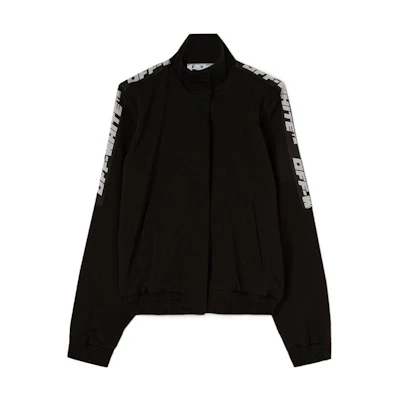 (Women) OFF-WHITE FW22 Black Logo Tape Zip-Up Track Jacket Regular Fit OWVL016C99JER0011000