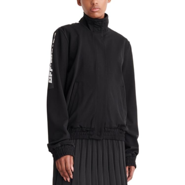 Lookbook (W) オフホワイト FW22 ブラック ロゴテープ ジップアップ トラックジャケット レギュラーフィット OWVL016C99JER0011000