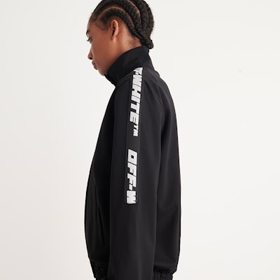 (W) オフホワイト FW22 ブラック ロゴテープ ジップアップ トラックジャケット レギュラーフィット OWVL016C99JER0011000 Details for (W) オフホワイト FW22 ブラック ロゴテープ ジップアップ トラックジャケット レギュラーフィット OWVL016C99JER0011000
