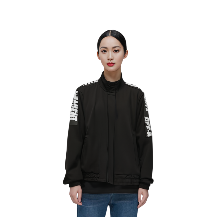 Sizing (W) オフホワイト FW22 ブラック ロゴテープ ジップアップ トラックジャケット レギュラーフィット OWVL016C99JER0011000