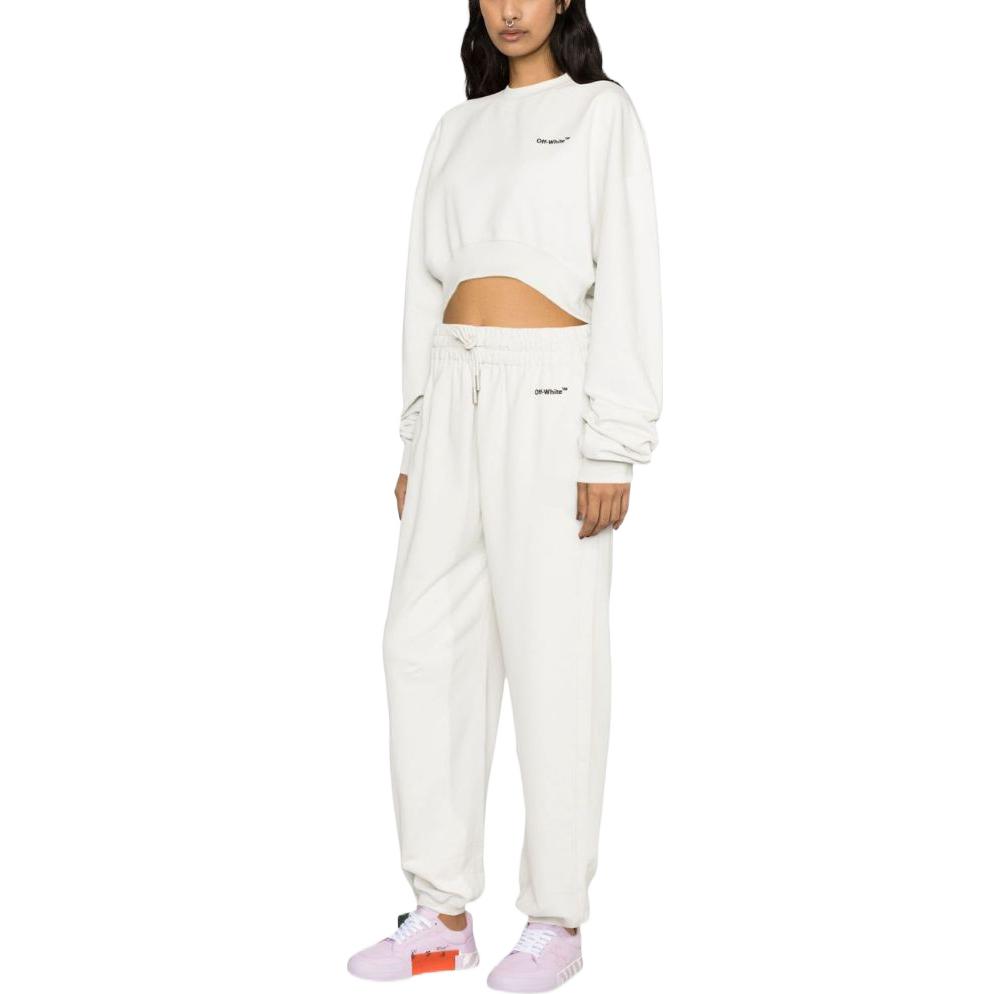 Purchase (Women) OFF-WHITE FW22  Logo Embroidered Jogger Sweatpants White OWCH016S23JER0010410