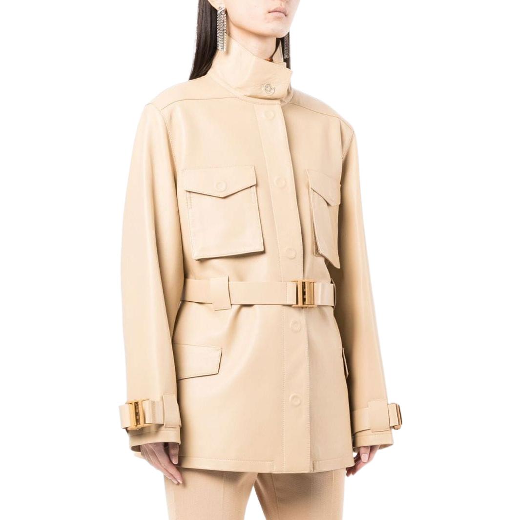 Purchase (W) OFF-WHITE FW22 Jaket Beige Longgar Bertali Leher Tinggi Wanita OWJA058S22LEA0016200