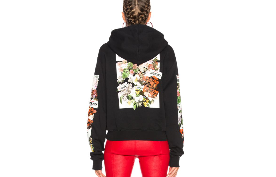Lookbook (Women) OFF-WHITE FW22 Floral Print Hoodie Black  Regular Fit OWBB016R180030091088