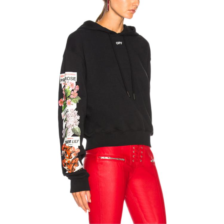 Purchase (Women) OFF-WHITE FW22 Floral Print Hoodie Black  Regular Fit OWBB016R180030091088