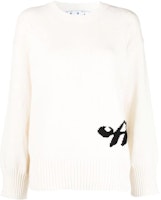(Women) OFF-WHITE FW22 Letter Print Crewneck Sweater Cream. OWHE075S22KNI0010310 (Women) OFF-WHITE FW22 Letter Print Crewneck Sweater Cream. OWHE075S22KNI0010310