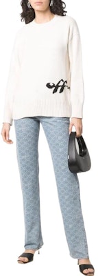 (W) OFF-WHITE FW22 Sweater Cetak Huruf Crewneck Krim. OWHE075S22KNI0010310 Lookbook (W) OFF-WHITE FW22 Sweater Cetak Huruf Crewneck Krim. OWHE075S22KNI0010310