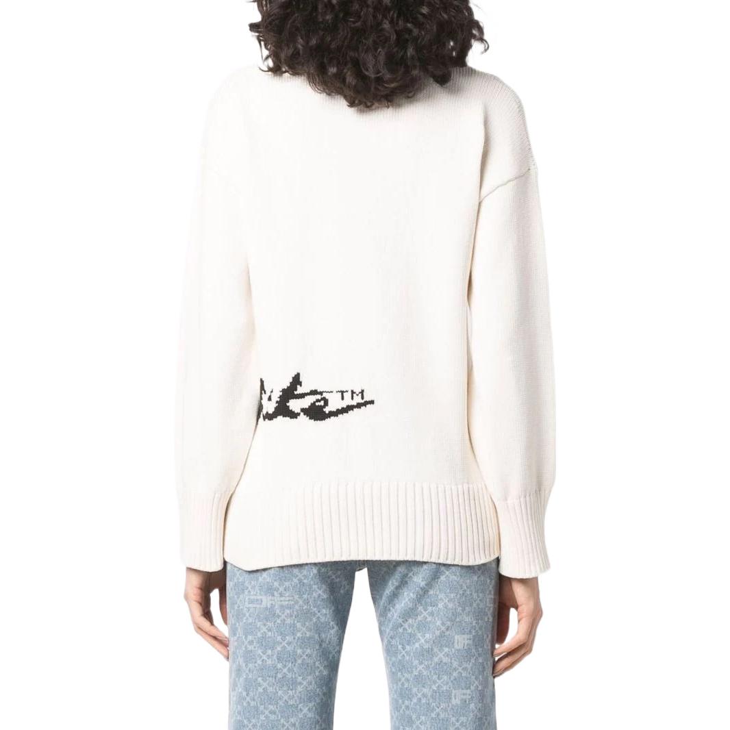 Purchase (W) OFF-WHITE FW22 Sweater Cetak Huruf Crewneck Krim. OWHE075S22KNI0010310
