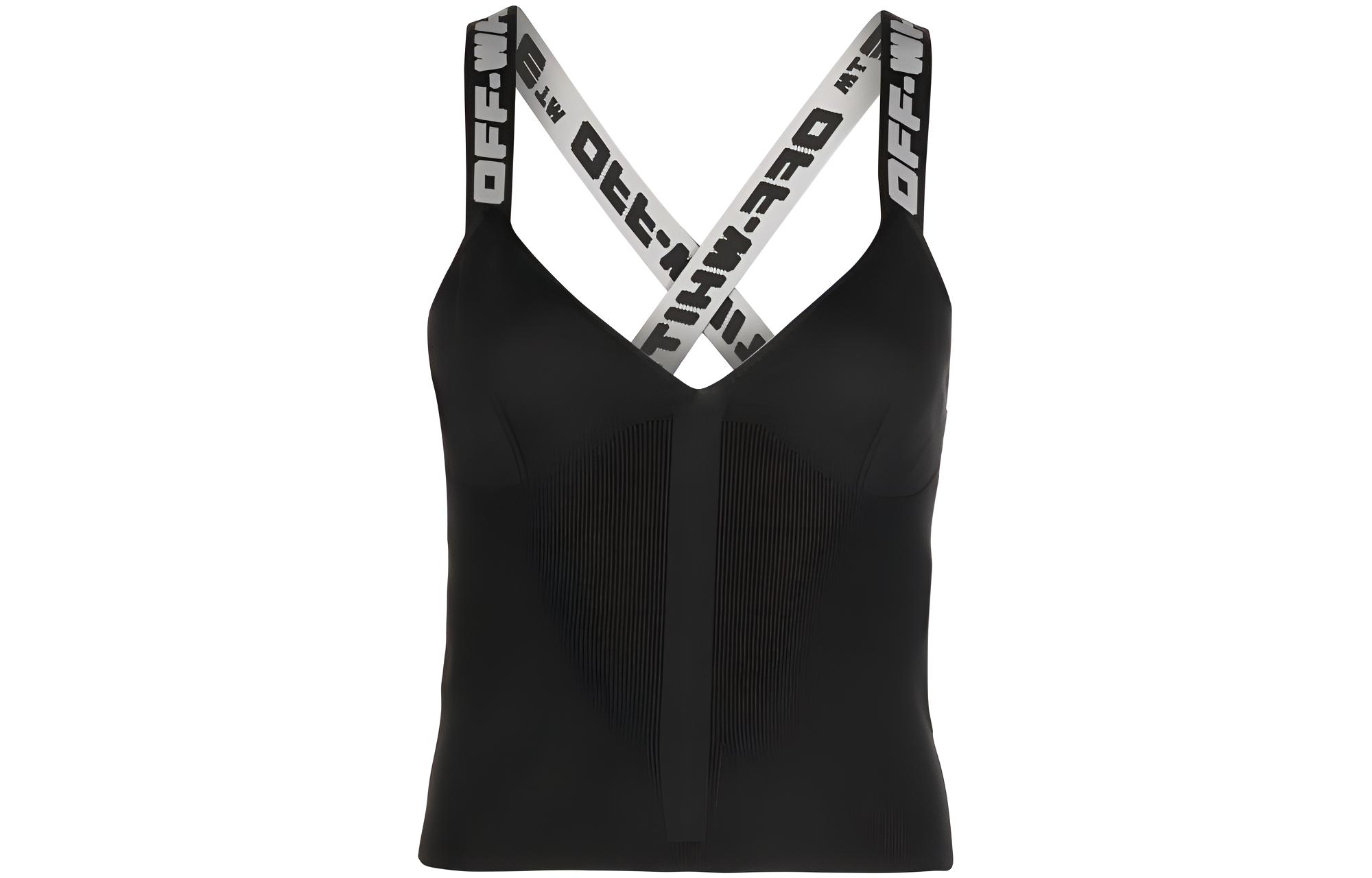 (Women) OFF-WHITE FW22 Letter Print Knit Tank Top Slim Fit  Black OWHD011C99KNI0011100