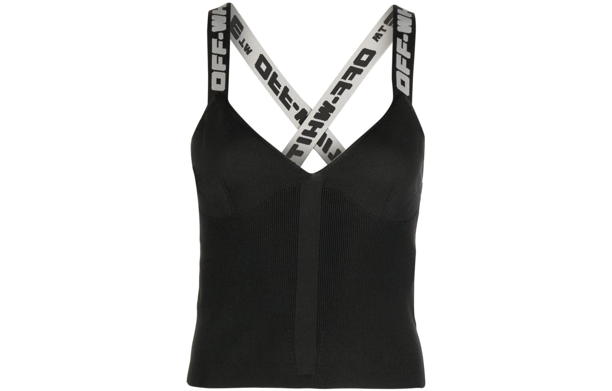 Order (W) OFF-WHITE FW22 字母印花黑色修身針織背心 OWHD011C99KNI0011100