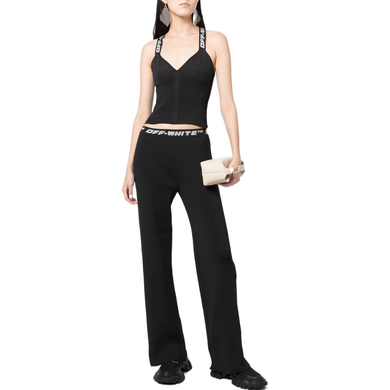 Lookbook (W) OFF-WHITE FW22 字母印花黑色修身針織背心 OWHD011C99KNI0011100