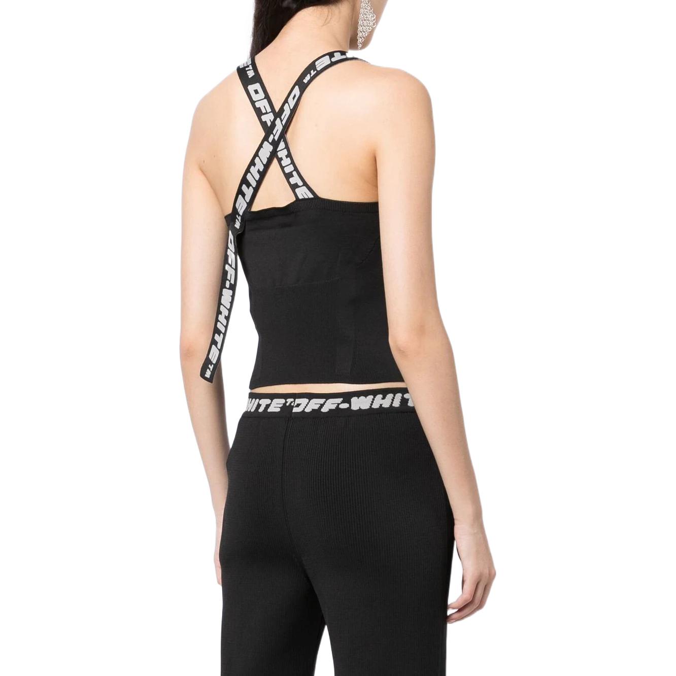 Shop (W) OFF-WHITE FW22 字母印花黑色修身針織背心 OWHD011C99KNI0011100