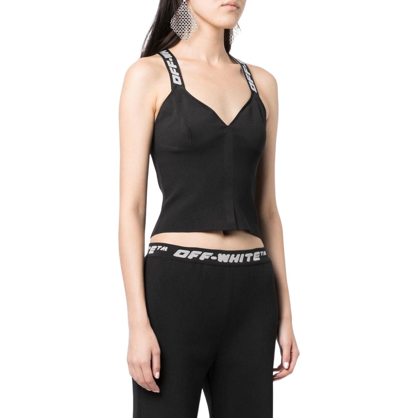 Purchase (W) OFF-WHITE FW22 字母印花黑色修身針織背心 OWHD011C99KNI0011100