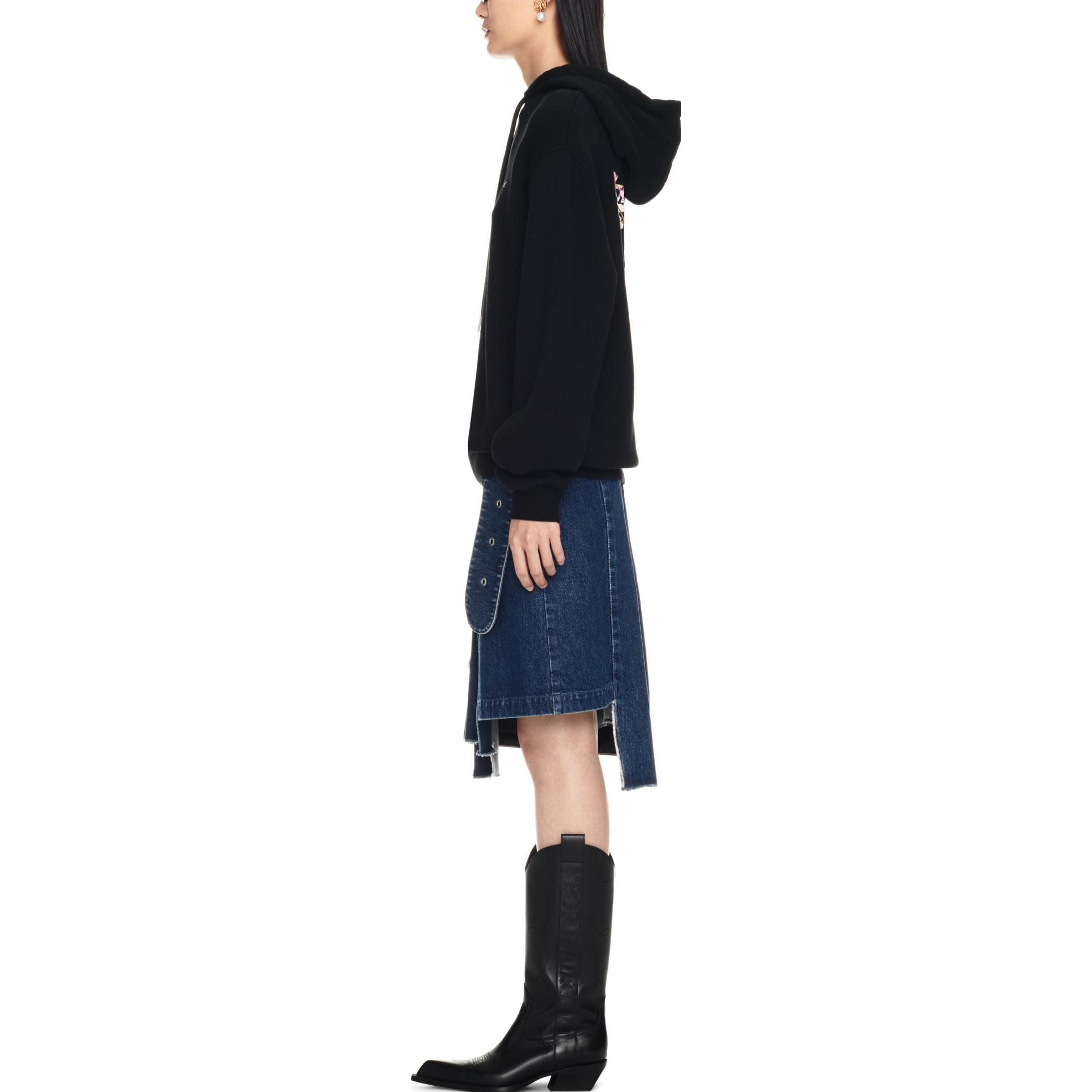 (Women) OFF-WHITE FW23 Floral Print Hoodie Black  Regular Fit Sweatshirt OWBB035S24FLE0011084 圖 5