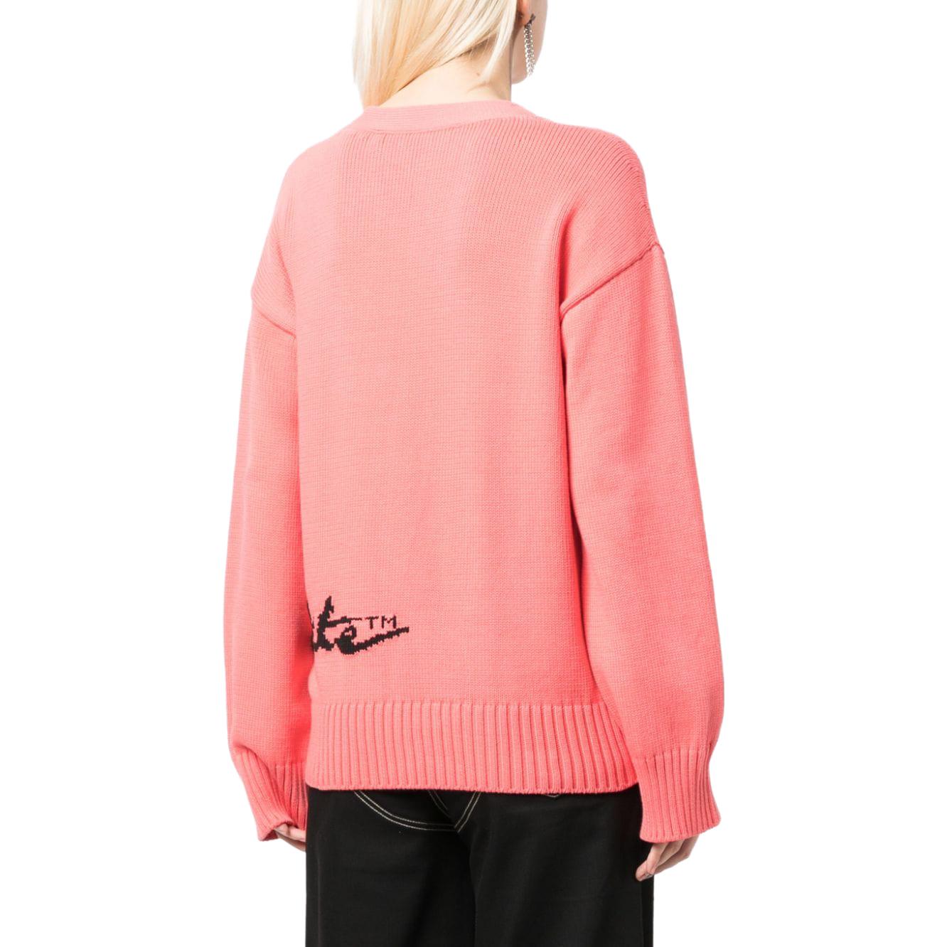 Shop (W) 오프 화이트 FW23 핑크 니트 가디건 브이넥 루즈핏 스웨터 OWHB026S22KNI0012610