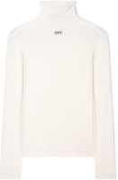 (Women) OFF-WHITE FW23 White Slim Fit High-Neck Knit Sweater with Logo Embroidery OWAD122F23JER0010410 (Women) OFF-WHITE FW23 White Slim Fit High-Neck Knit Sweater with Logo Embroidery OWAD122F23JER0010410