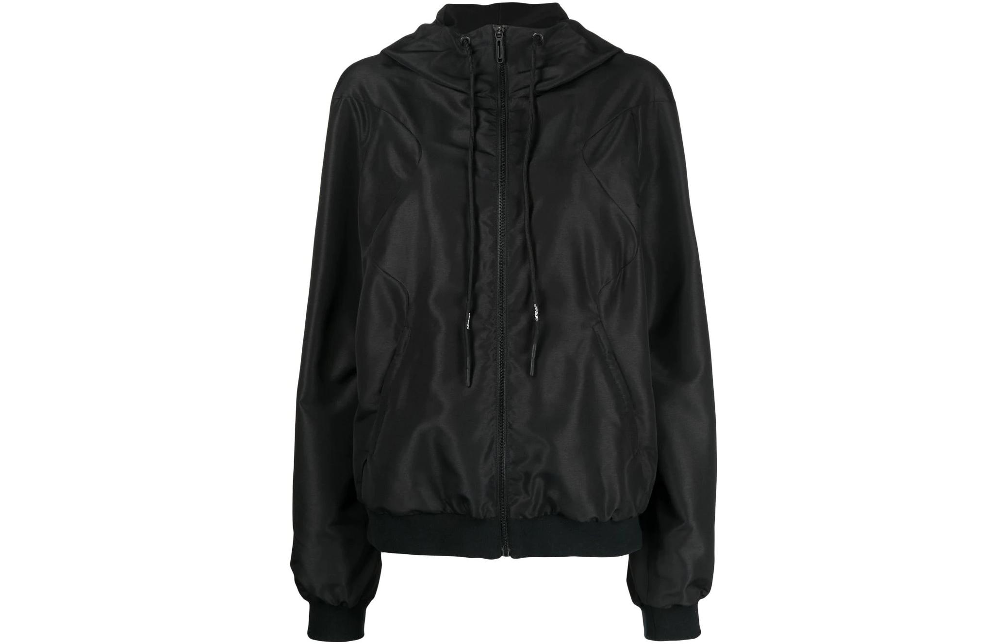 (Women) OFF-WHITE Geometric Print Zip-Up Hoodie Jacket Regular Fit  Black OMVC008C99FAB0011001