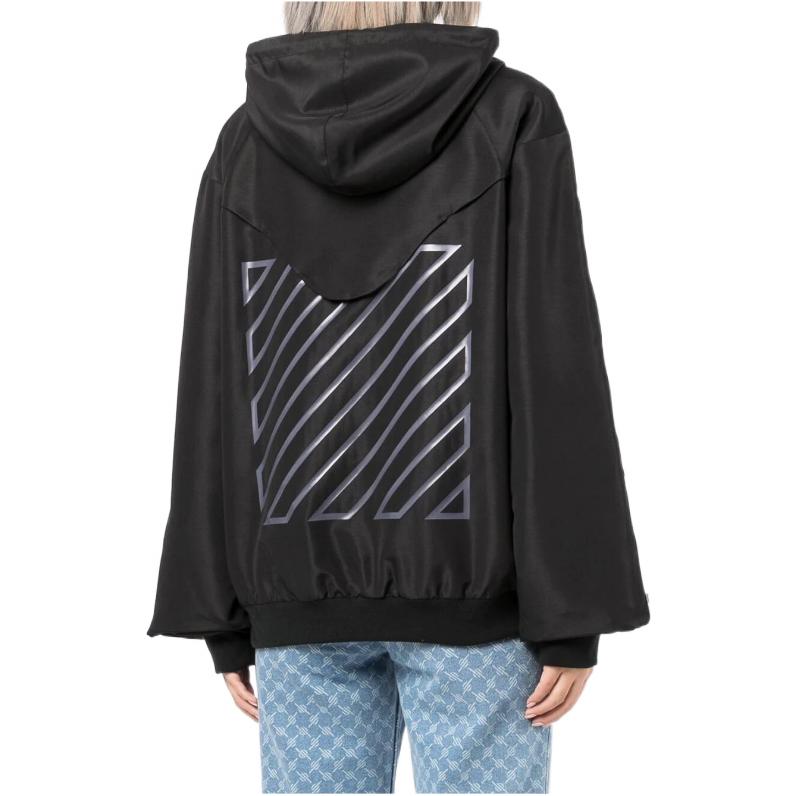 (Women) OFF-WHITE Geometric Print Zip-Up Hoodie Jacket Regular Fit  Black OMVC008C99FAB0011001 圖 4