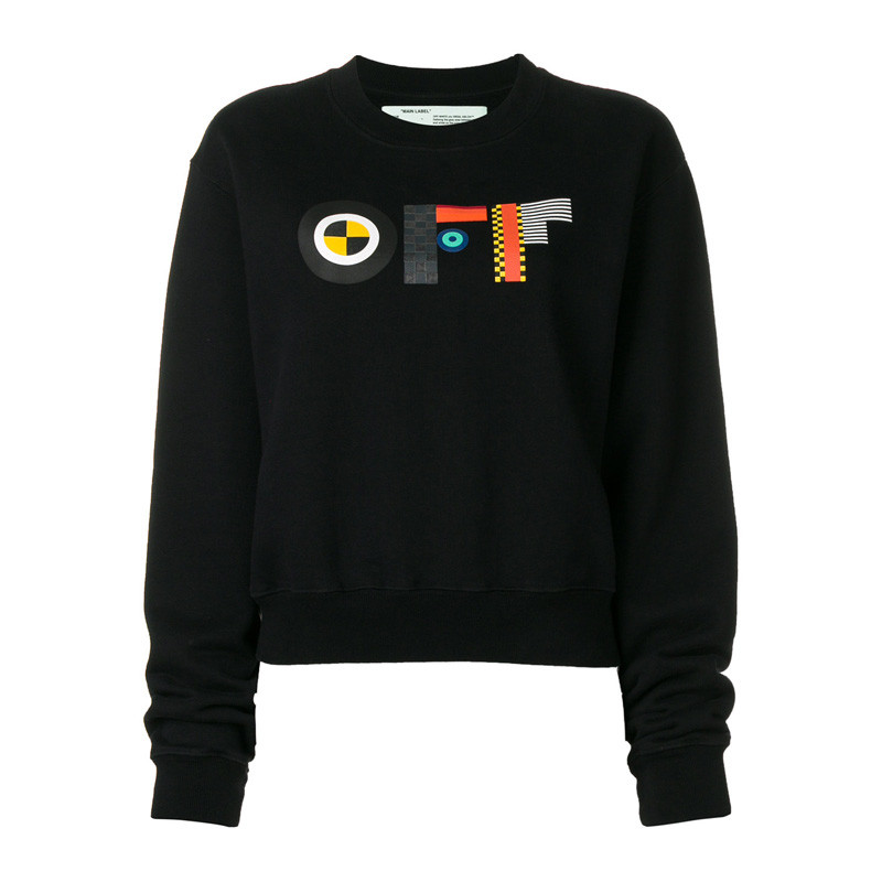 (Women) Off-White Graphic Print Crewneck Sweatshirt Black OWBA026E18003039