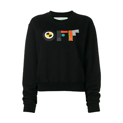 (Women) Off-White Graphic Print Crewneck Sweatshirt Black OWBA026E18003039