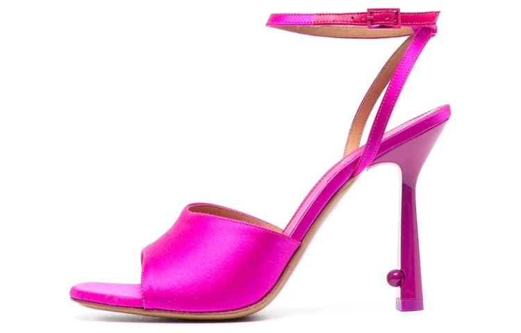 (W) Off-White Pop Pearl Satin Heels Fushsia 'Pink'