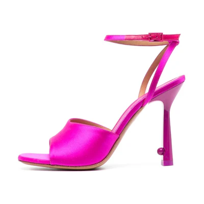 (W) Off-White Pop Pearl Satin Heels Fushsia 'Pink'