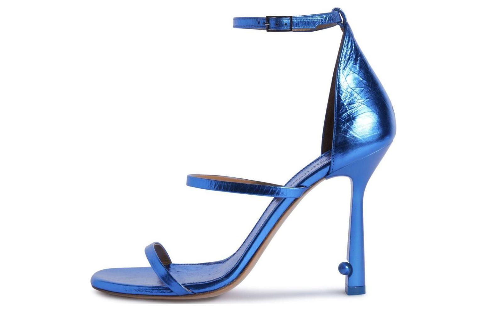 (W) Off-White High-Heeled Buckle One-Strap Sandals 'Blue'