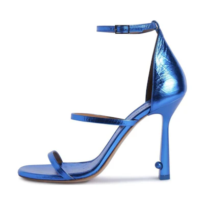 (W) Off-White High-Heeled Buckle One-Strap Sandals 'Blue'
