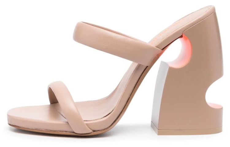 (W) Off-White High-Heeled Hollow Out Fashion Sandal 'Beige'