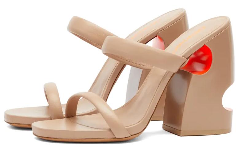 (W) Off-White High-Heeled Hollow Out Fashion Sandal 'Beige' 圖 5