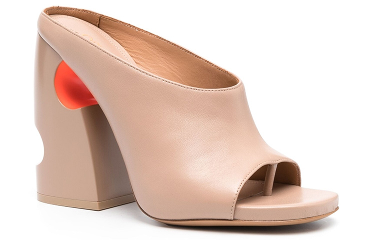 (W) Off-White High-Heeled Leather Sandals 'Openwork Beige' 圖 2