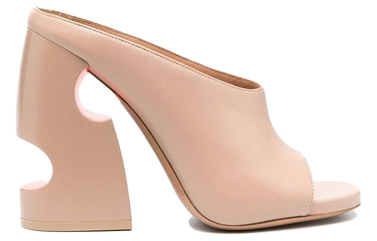 (W) Off-White High-Heeled Leather Sandals 'Openwork Beige' 圖 4