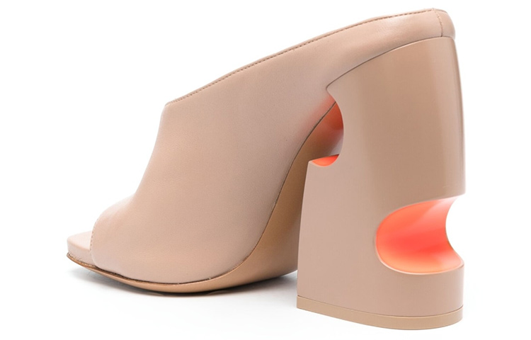 (W) Off-White High-Heeled Leather Sandals 'Openwork Beige' 圖 5