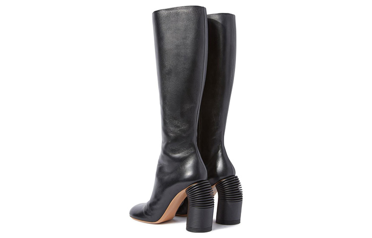 Shop (W) Botas Altas Off-White 'Cuero Negro con Cremallera' OWIE037S23LEA0011010