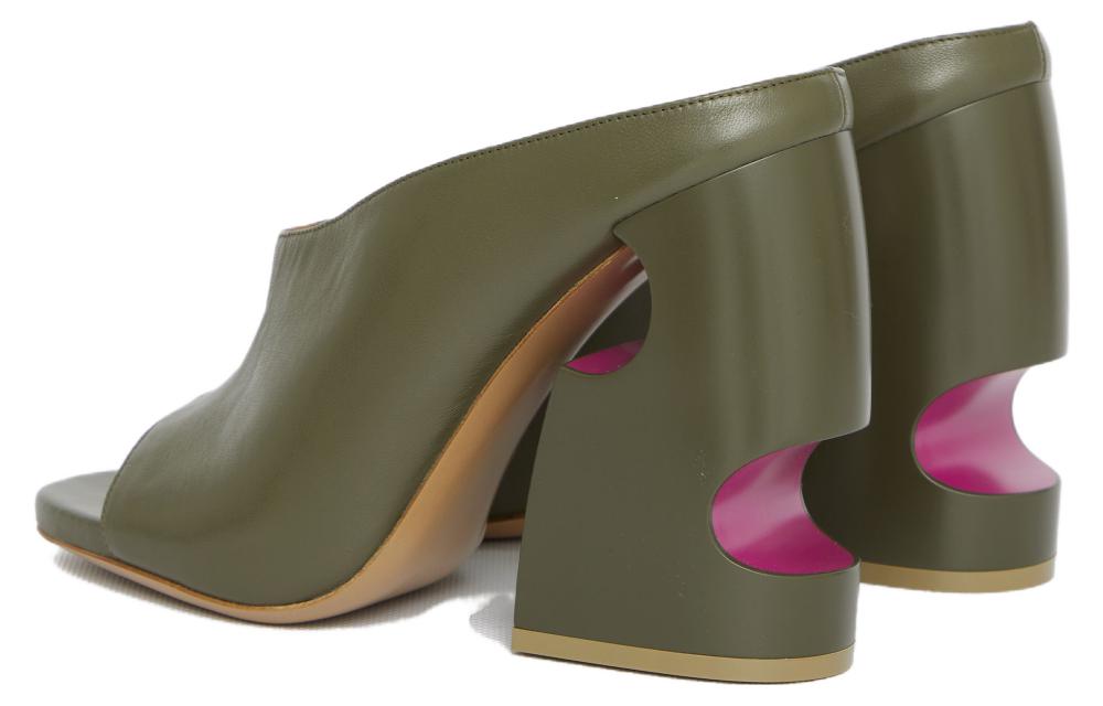 Shop (W) Off-White Hoge Hak ''Fashion Slide Groen'' OWIJ028S23LEA0015632