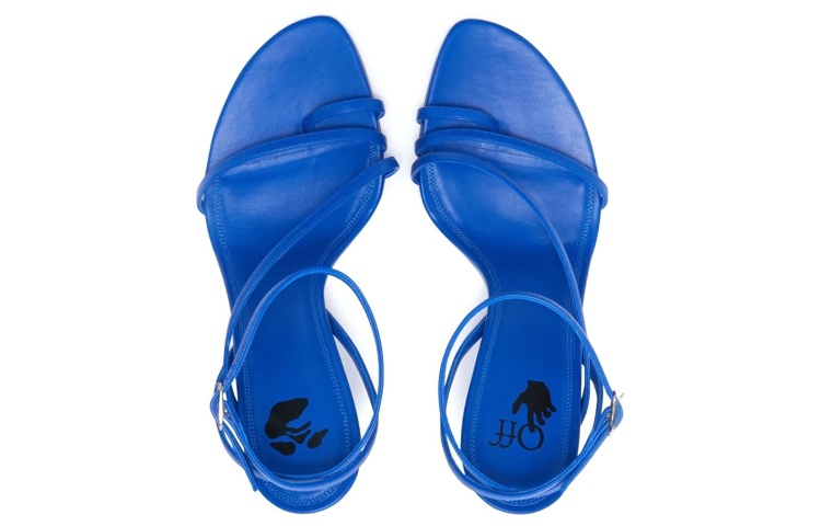 Shop (W) Sandal Hak Tinggi Off-White 'Tali Biru Elegan' OWIH022S22LEA0014500