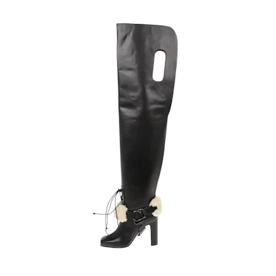 (W) Off-White High Top Boot 'Black Leather'