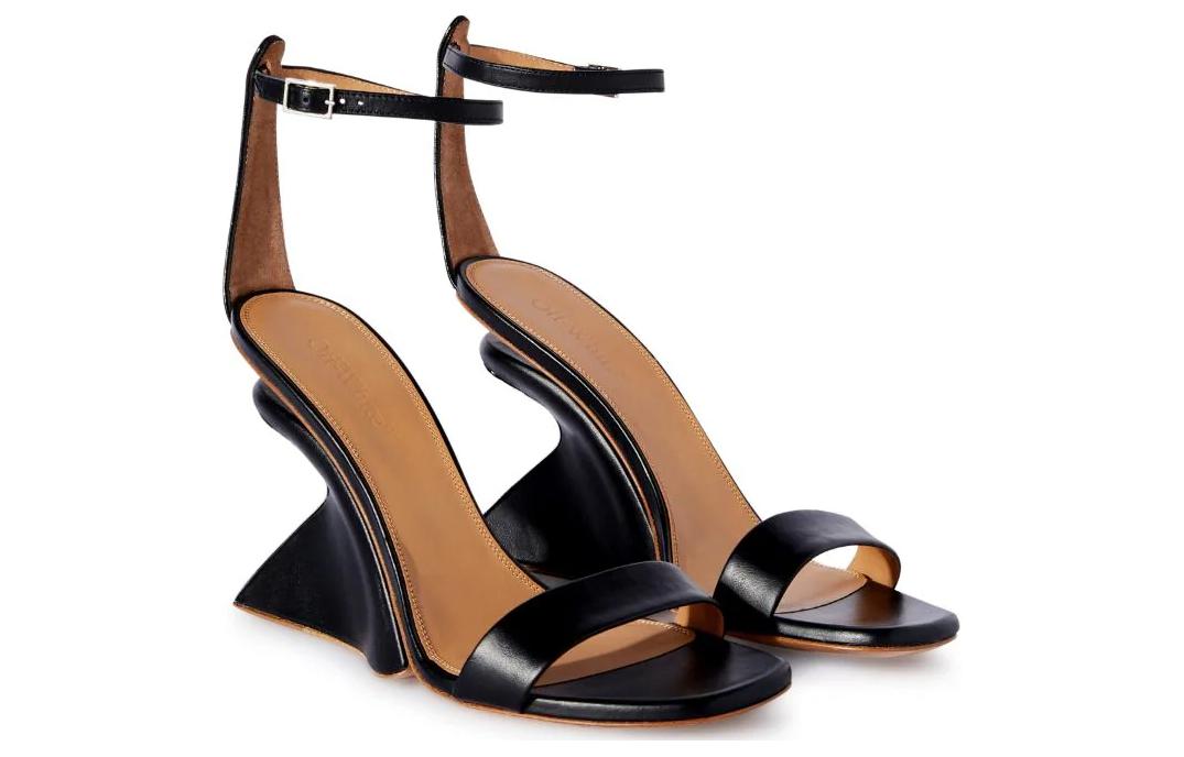 Order (W) Off-White Jug Wedge Sandal Hitam OWIH058S24LEA0011010