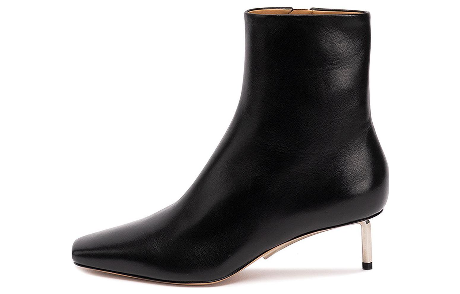 (W) Off-White Leather Ankle Boots 'Black Warmth'