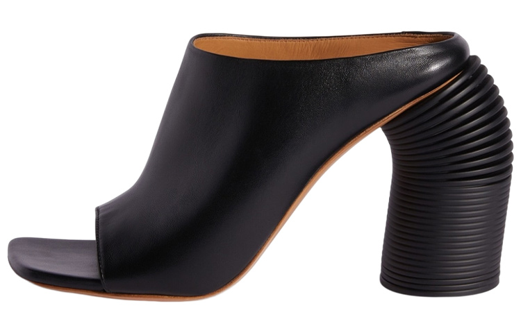 (Women) Off-White Leather High-Heeled Square-Toe Fashion Slide 'Black' OWIH048S23LEA0031010