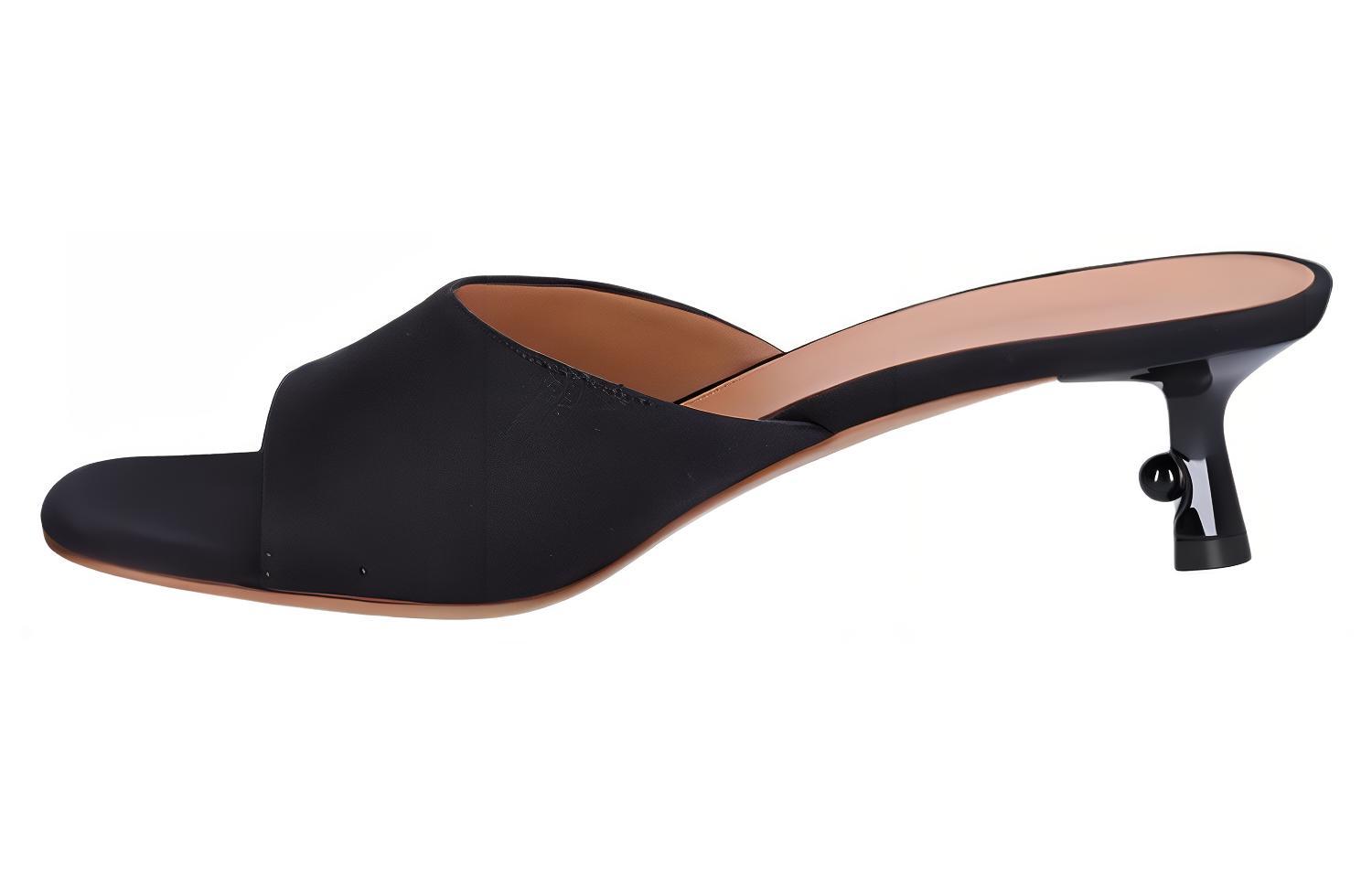 (Women) Off-White Leather Round Toe Slide 'Black Stiletto' OWIJ027S24FAB0011009