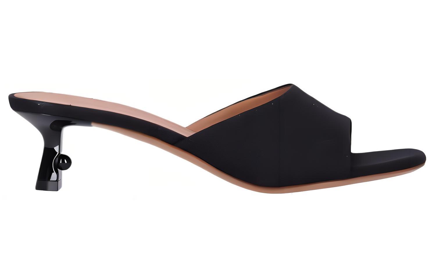 Order (W) Off-White Leder Slide Schwarzer Stiletto Rundzehen OWIJ027S24FAB0011009