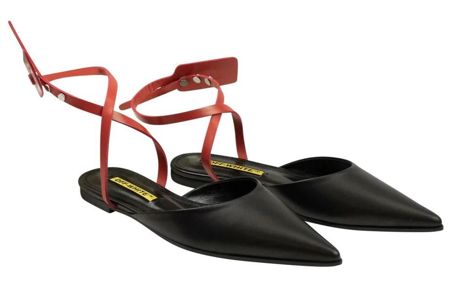 (W) Off-White Leather Slide 'Black Red' 圖 4